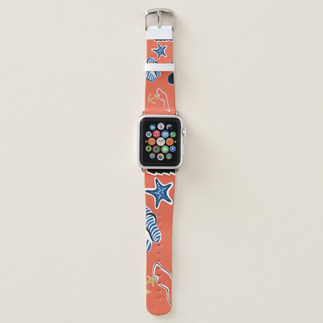 Summer Beach: Relaxing Seamless Pattern. Apple Watch Band (Front)