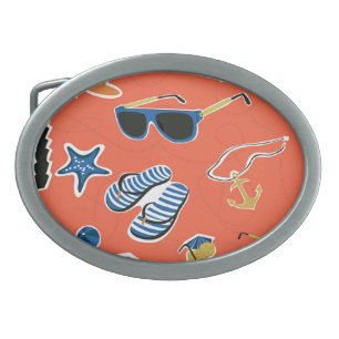 Summer Beach: Relaxing Seamless Pattern. Belt Buckle