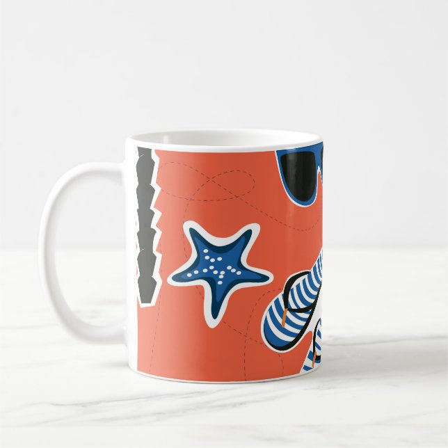 Summer Beach: Relaxing Seamless Pattern. Coffee Mug (Left)
