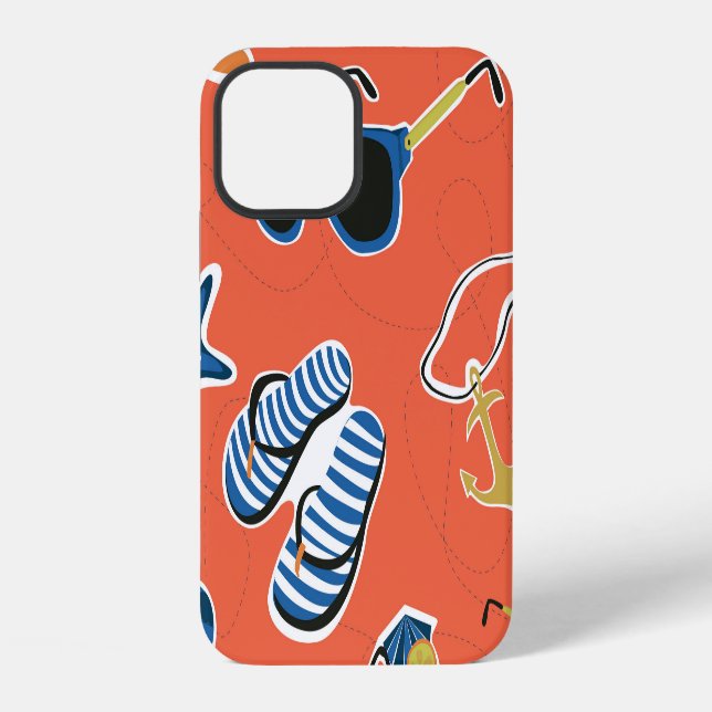 Summer Beach: Relaxing Seamless Pattern. Iphone Case (Back)