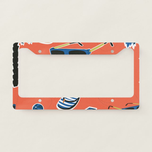 Summer Beach: Relaxing Seamless Pattern. License Plate Frame (Front)