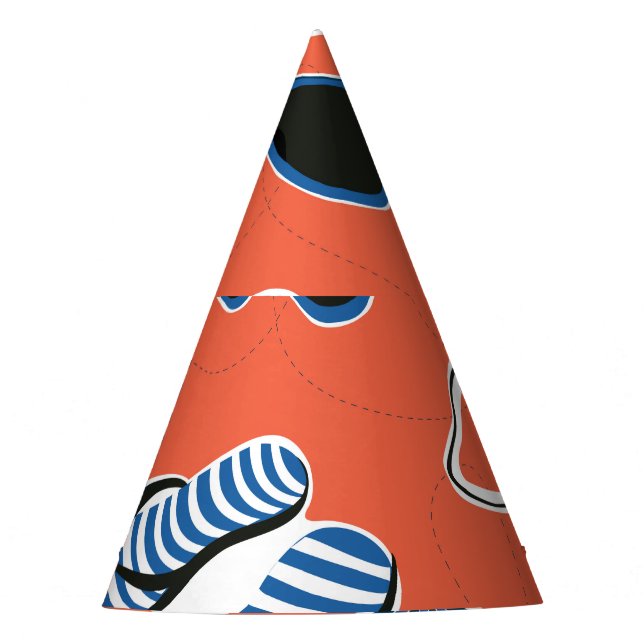 Summer Beach: Relaxing Seamless Pattern. Party Hat (Front)