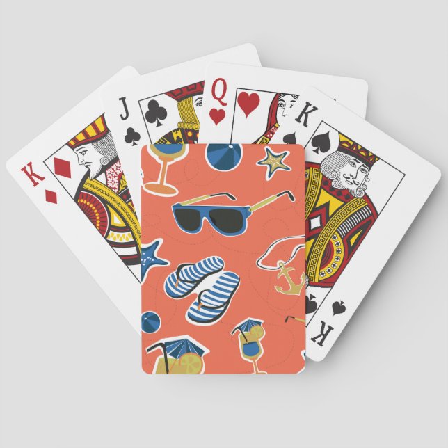 Summer Beach: Relaxing Seamless Pattern. Poker Cards (Back)