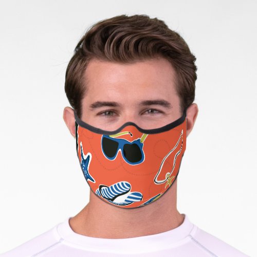 Summer Beach Relaxing Seamless Pattern Premium Face Mask