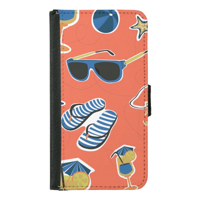 Summer Beach: Relaxing Seamless Pattern. Samsung Galaxy Wallet Case (Front)