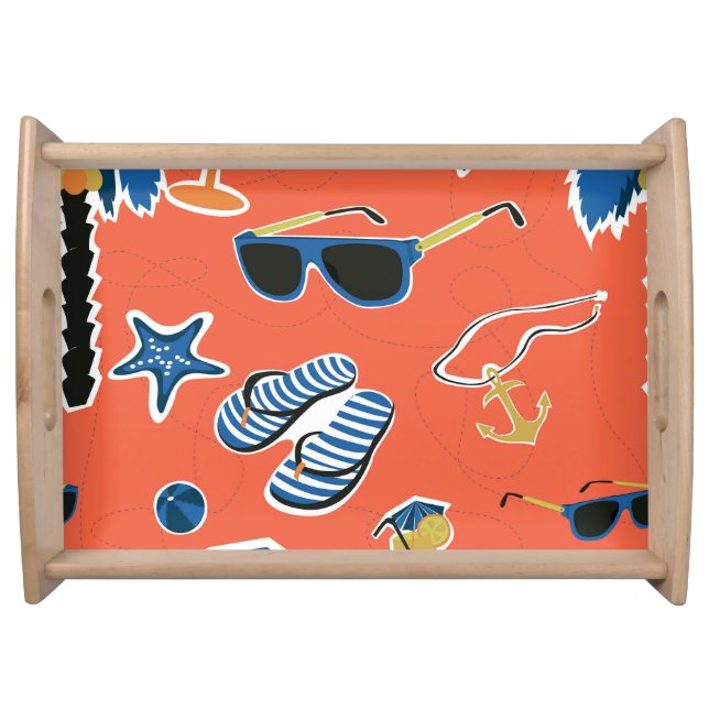 Summer Beach: Relaxing Seamless Pattern. Serving Tray (Front)