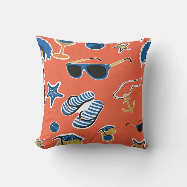 Summer Beach: Relaxing Seamless Pattern. Throw Pillow (Front)