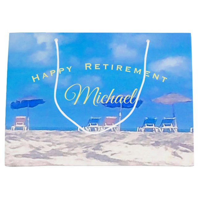 Summer Beach Retirement Party Large Gift Bag (Front)