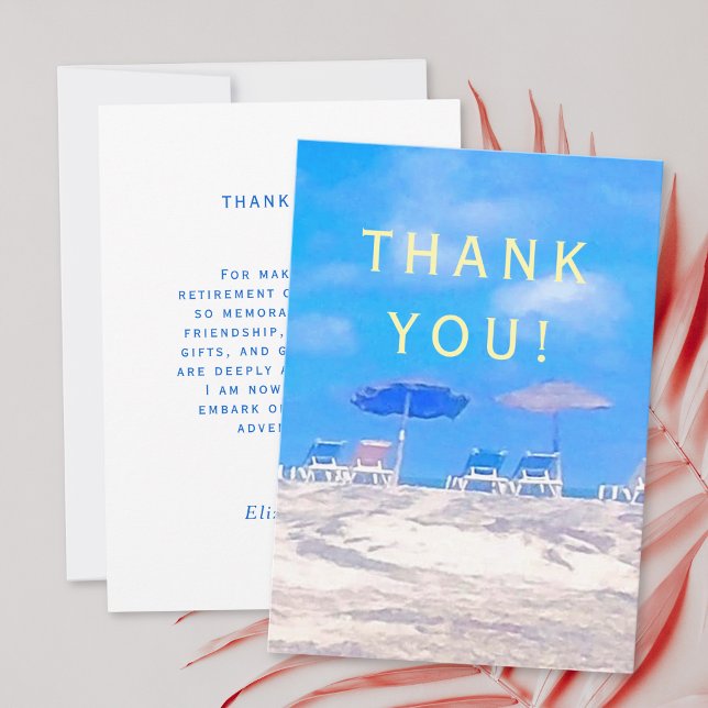 Summer Beach Retirement Party Thank You Card (Creator Uploaded)