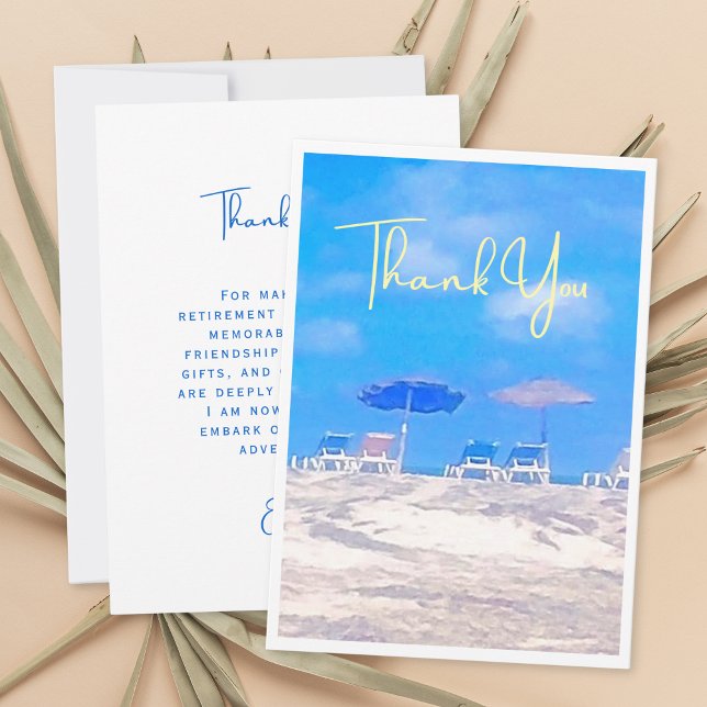 Summer Beach Retirement Party Thank You Card (Creator Uploaded)