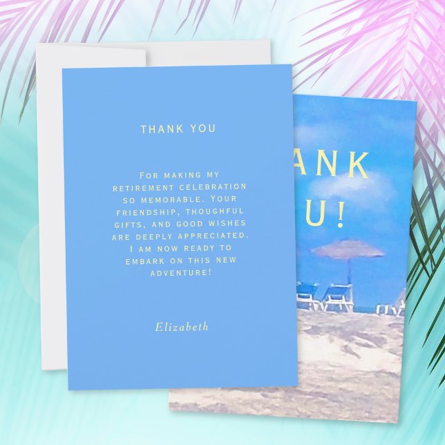 Summer Beach Retirement Party Thank You Card (Creator Uploaded)