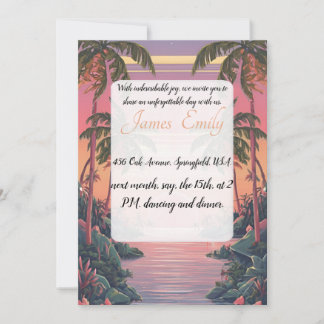 summer beach Rustic Watercolor Themed Wedding  Invitation