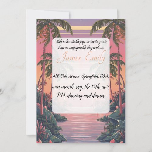 summer beach Rustic Watercolor Themed Wedding  Invitation