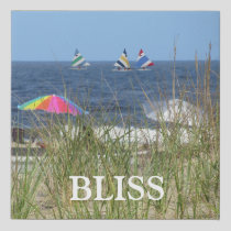 Summer Beach Sailboats Ocean  Faux Canvas Print