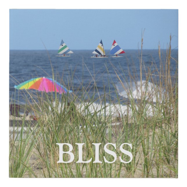 Summer Beach Sailboats Ocean  Faux Canvas Print (Front)