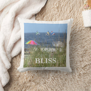 Summer Beach Sailboats Ocean Nautical Throw Pillow