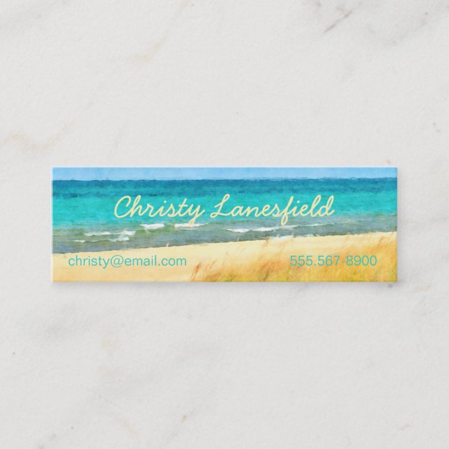 Summer Beach Scene Mini Business Card (Front)