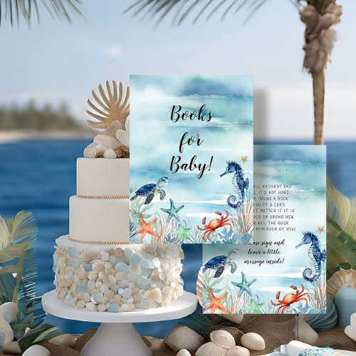 Summer Beach Sea Life Octopus Blue Books for Baby Enclosure Card