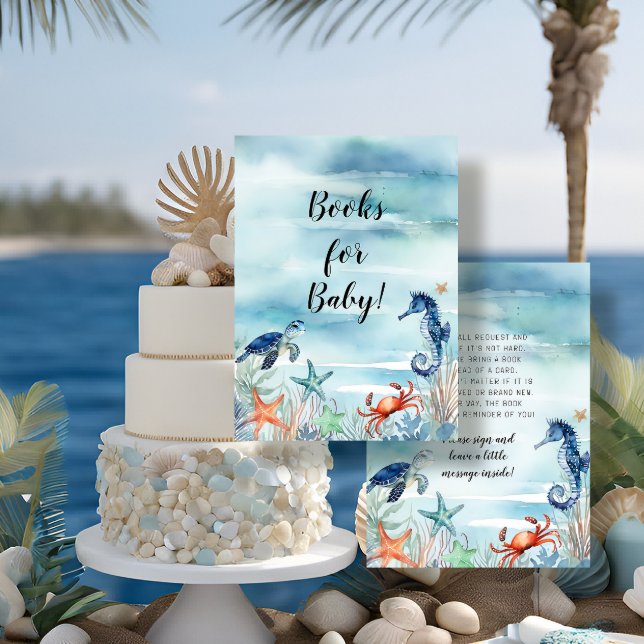Summer Beach Sea Life Octopus Blue Books for Baby Enclosure Card (Creator Uploaded)