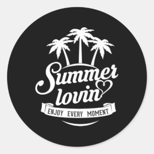 Summer Beach Sea Vacation Surf Cool Sun Funny Gift Classic Round Sticker