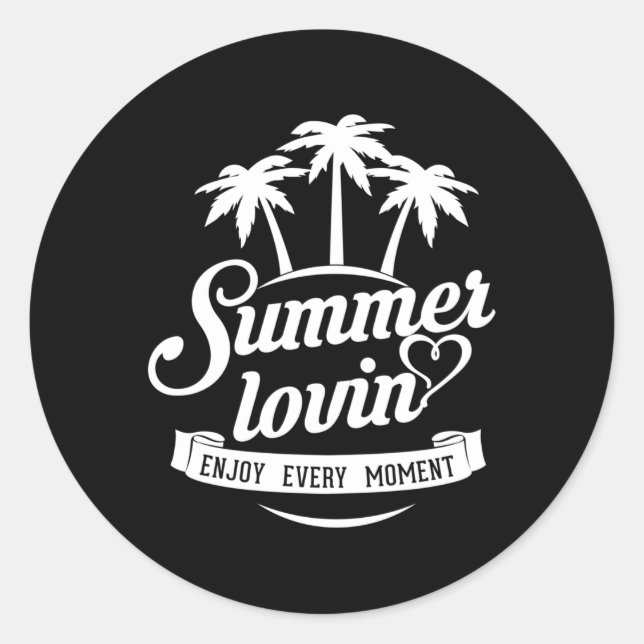 Summer Beach Sea Vacation Surf Cool Sun Funny Gift Classic Round Sticker (Front)