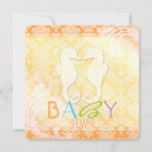 Summer Beach Seahorse Baby Shower Invitation