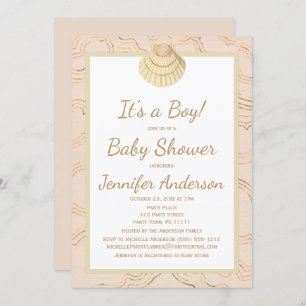 Summer Beach Seashell Baby Shower Boy Girl Invitation