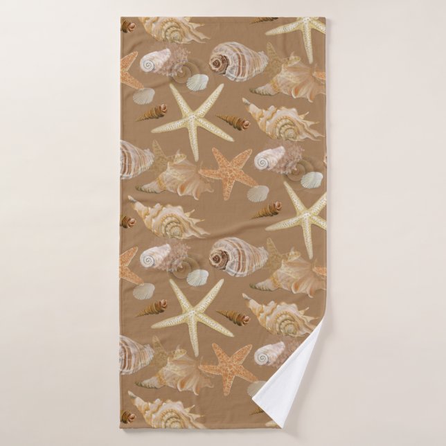 Summer Beach Seashell Collection Watercolor Art Wa Bath Towel (Bath Towel)