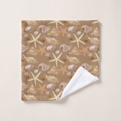 Summer Beach Seashell Collection Watercolor Art Wash Cloth