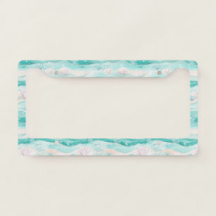 Summer Beach Seashell Pattern License Plate Frame