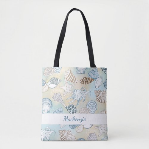 Summer Beach Seashells Personalized Tote Bag