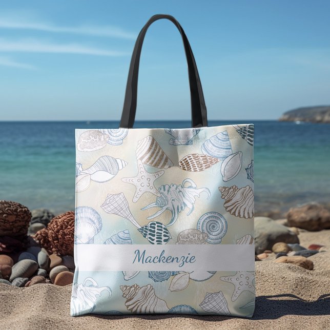 Summer Beach Seashells Personalized Tote Bag (Creator Uploaded)