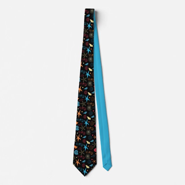 Summer Beach Seashells Seahorse Starfish Neck Tie (Front)