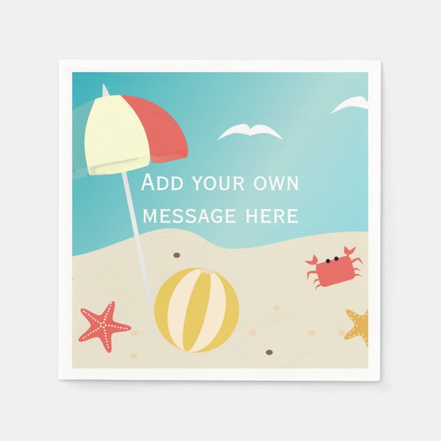 Summer Beach Seaside Holiday Custom Text Napkins (Front)