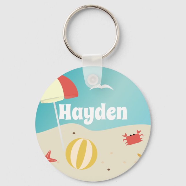 Summer Beach Seaside Holiday Personalised Keychain (Front)