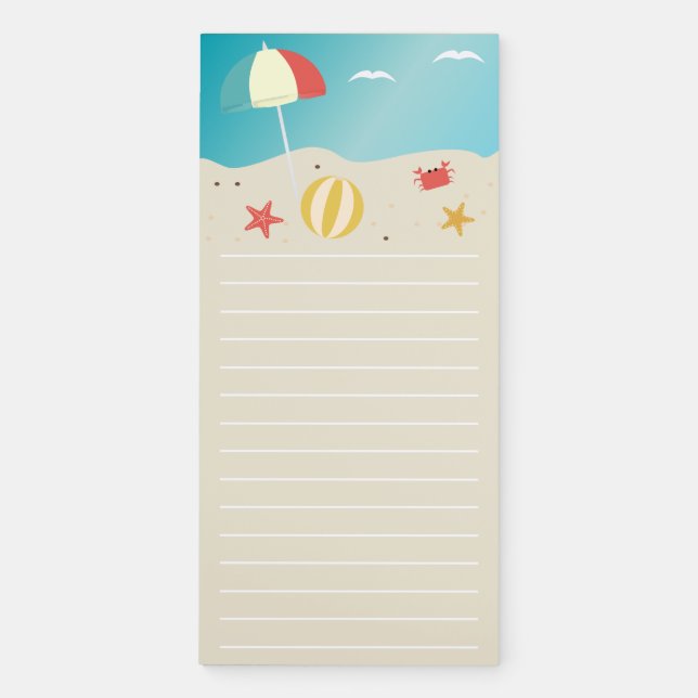 Summer Beach Seaside Lined Magnetic Notepad (Front)