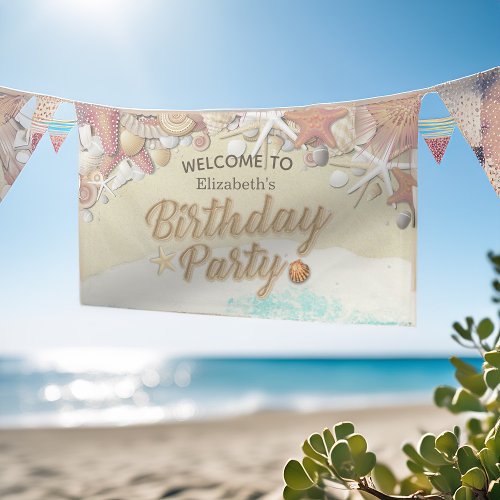 Summer Beach Starfish Birthday Party Decor Welcome Banner