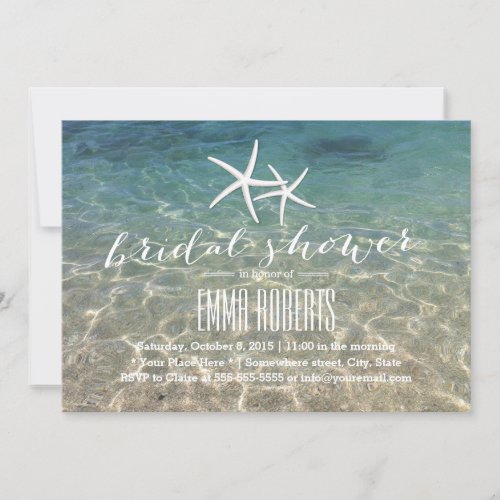 Summer Beach Starfish Bridal Shower 5x7 Paper Invitation Card