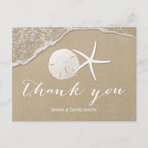 Summer Beach Starfish  Sand Dollar Thank You Postcard