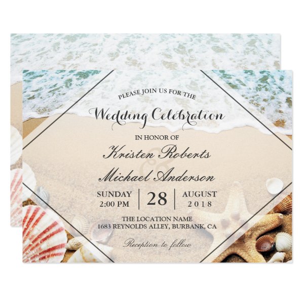 256096567218554010 Summer Beach Starfish Seashell Wedding Celebration Invitation