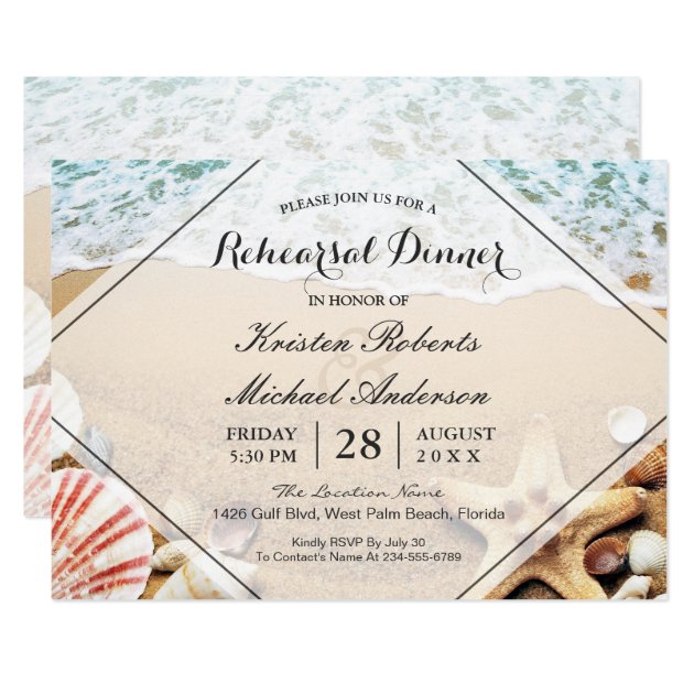 Summer Beach Starfish Wedding Rehearsal Dinner Invitation