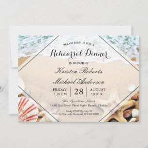 Summer Beach Starfish Wedding Rehearsal Dinner Invitation