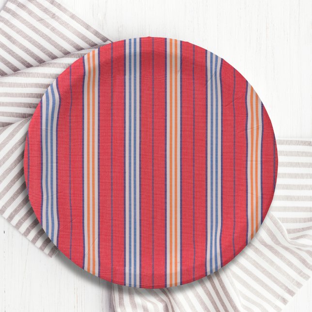 Summer Beach Stripes Paper Plates (Creator Uploaded)