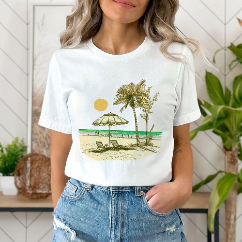 Summer Beach Sun Palm Tree Umbrella T_Shirt