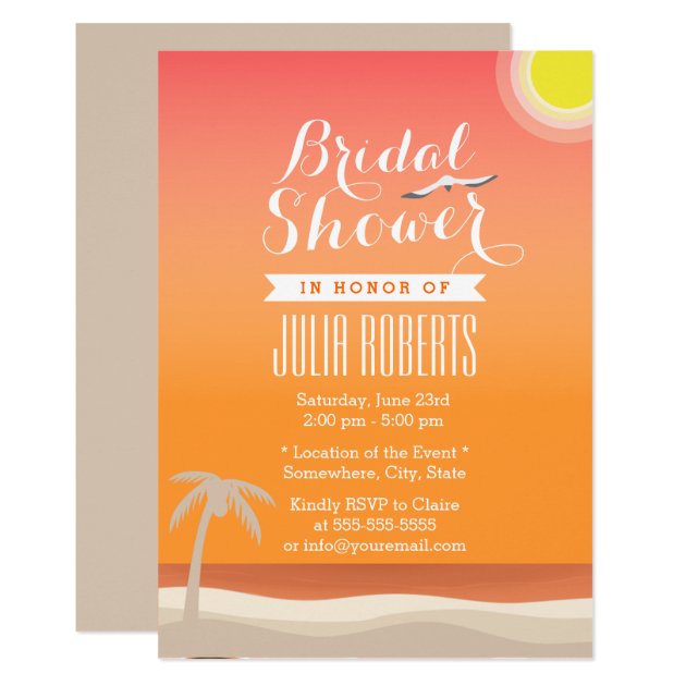 Summer Beach Sunset Bridal Shower Invitation