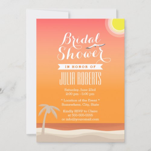 Classy Sunset Beach Bridal Shower Invitations