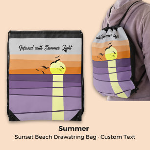 Summer Beach Sunset Event Custom Tagline Drawstring Bag