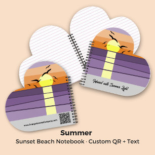 Summer Beach Sunset Event Custom Tagline QR code Notebook