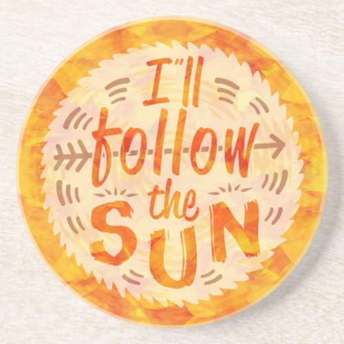 Summer Beach Sunshine Follow Sun Typography Orange Coaster