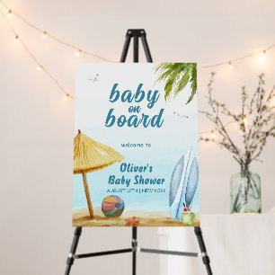Summer Beach Surfboard Baby Shower Welcome Sign